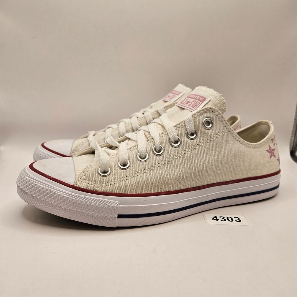 CONVERSE MENS 9 CHUCK TAYLOR ALL STAR CELESTIAL LOW CANVA SNEAKER WHITE ROSEHITE